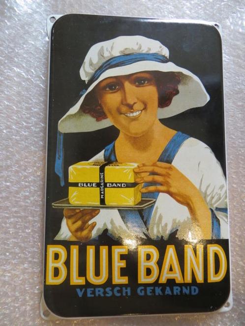 Emaille reclamebord Blue Band versch gekarnd margarine bord, Verzamelen, Merken en Reclamevoorwerpen, Zo goed als nieuw, Reclamebord