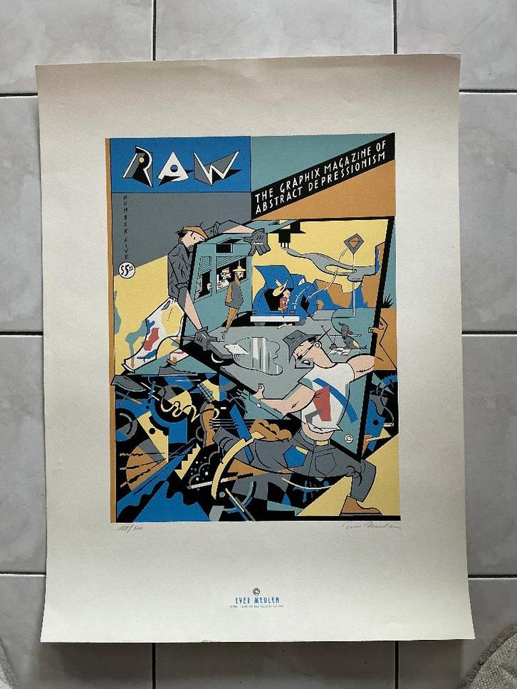 Sérigraphie d'Ever Meulen, RAW, signée et N 138/500, Antiquités & Art, Art | Lithographies & Sérigraphies, Enlèvement ou Envoi