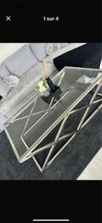Table basse en verre trempé et acier inoxydable, Maison & Meubles, Enlèvement, Comme neuf, Verre