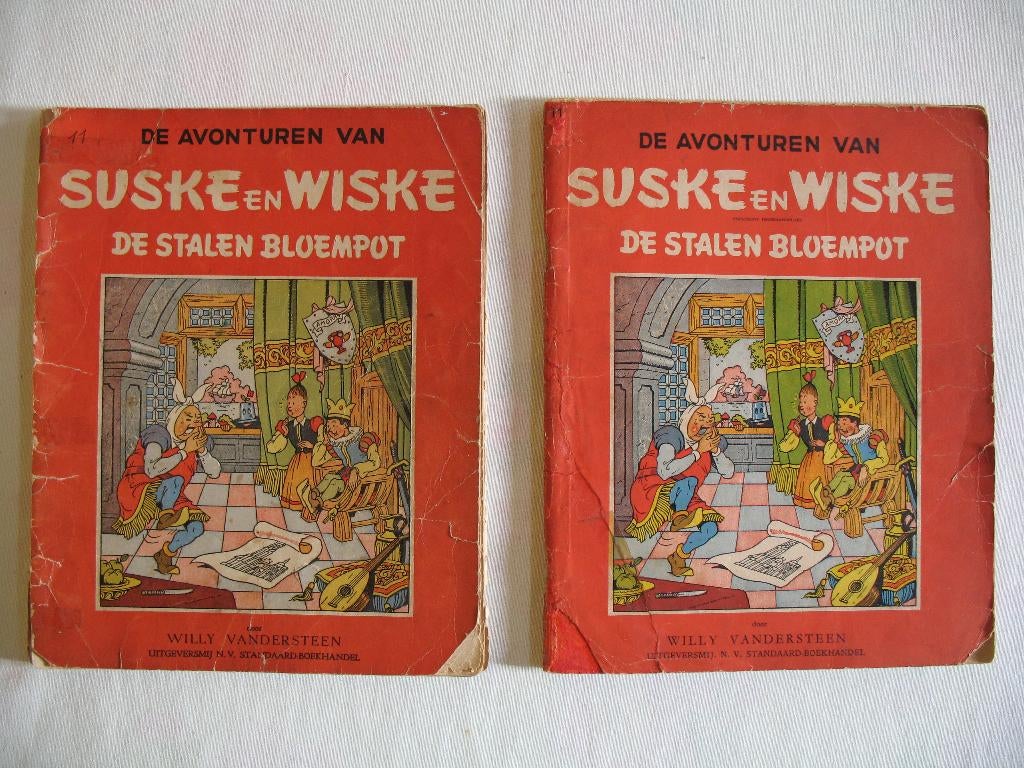 Suske en Wiske, nr 11; De stalen bloempot, 1ste druk '51 '59, Boeken, Meerdere stripboeken, Ophalen of Verzenden