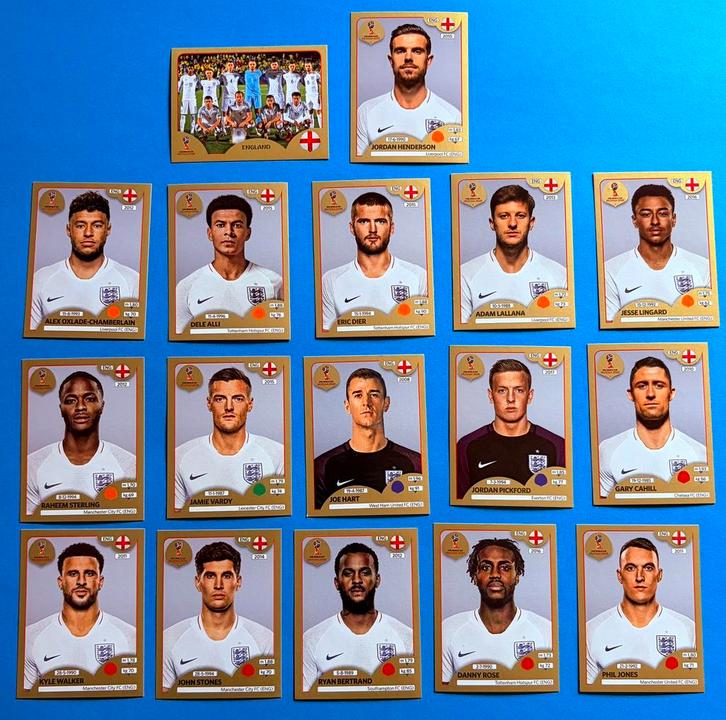 Lot 17 Panini WC Russie 2018 Gold Edition Angleterre, Collections, Autocollants, Neuf, Sport, Envoi