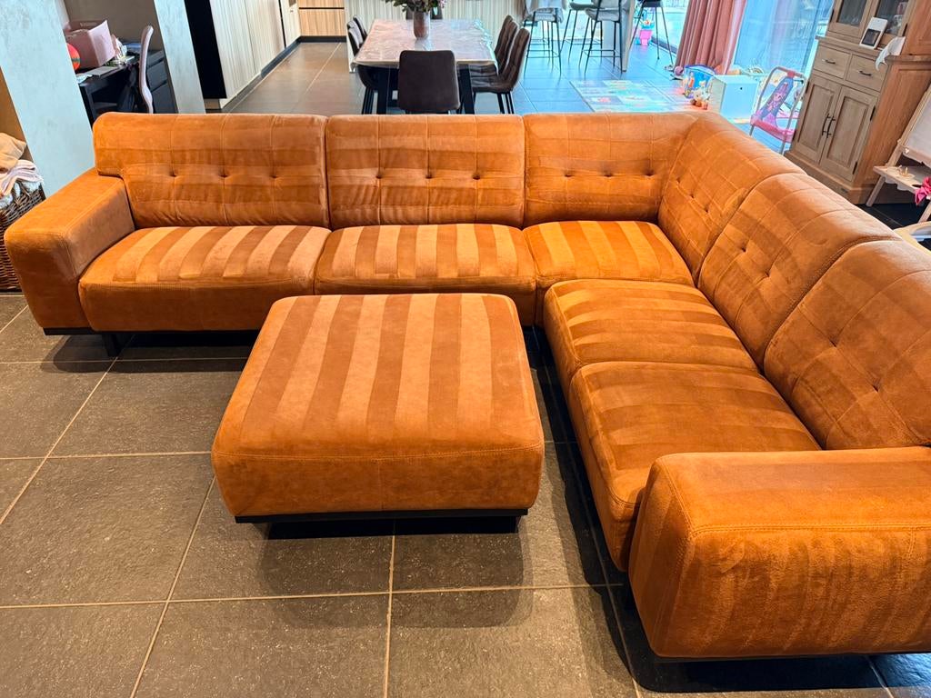 Hoekbank 5-zits met poef, Huis en Inrichting, Ophalen, Zo goed als nieuw