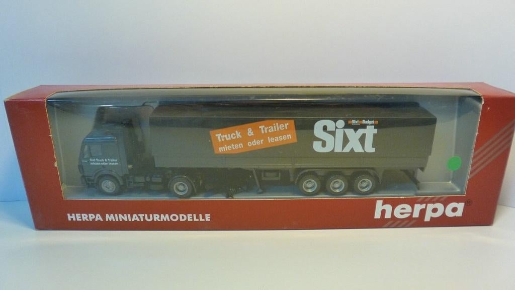 1:87 Herpa 140669 Mercedes 1735 Sixt truck & trailer, Ophalen of Verzenden, Zo goed als nieuw, Bus of Vrachtwagen, Herpa