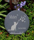 Stijlvolle Ronde Gedenksteen voor Kat – Met Gravure, Enlèvement ou Envoi, Neuf