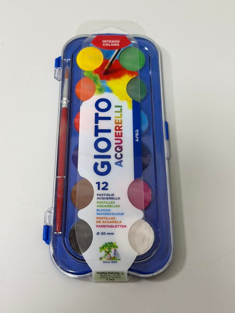 Set d'aquarelle Giotto Acquerelli 12 couleurs + pinceau, Hobby & Loisirs créatifs, Peinture, Enlèvement ou Envoi, Neuf, Aquarelle