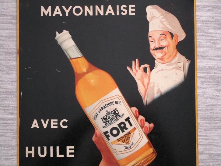 Reclamebord FORT Mayonnaise 1958, Verzamelen, Merken en Reclamevoorwerpen, Gebruikt, Reclamebord, Ophalen of Verzenden