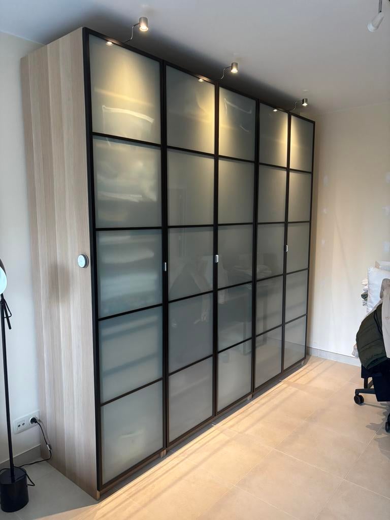 Grand Dressing/Armoire PAX (250 cm) - Portes en verre dépoli, Maison & Meubles, 200 cm ou plus, Enlèvement, Utilisé, Avec tablette(s)