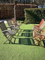 6 houten teakstoelen en tafel( river blue), Tuin en Terras, Ophalen, Gebruikt, Hout