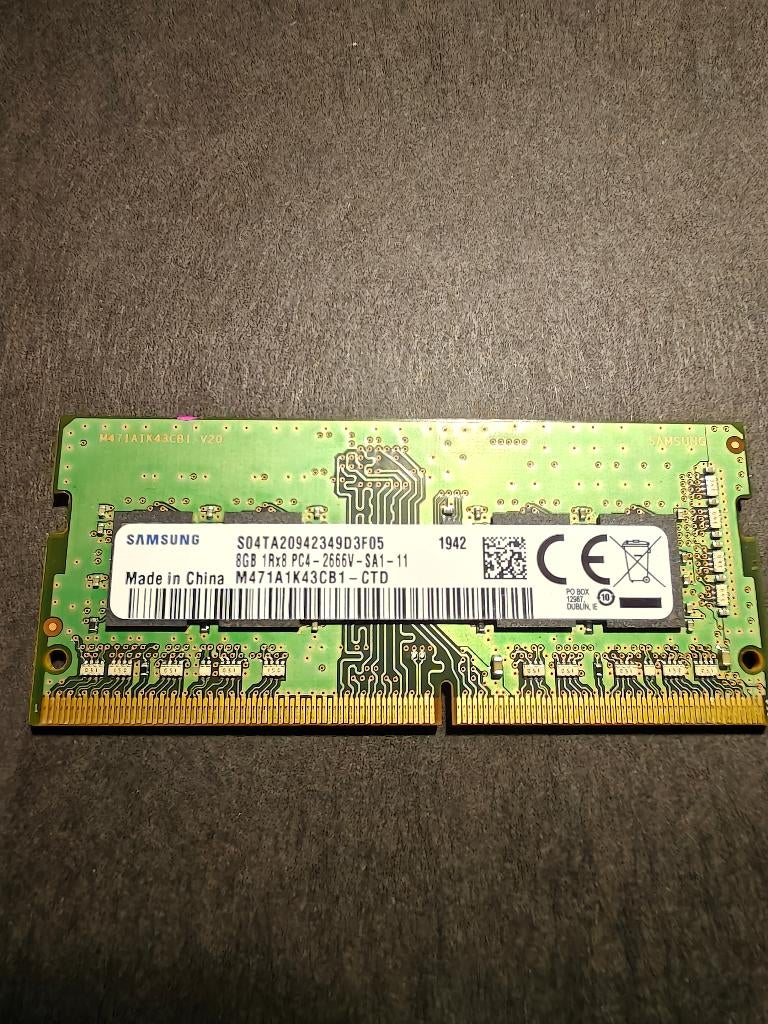 Samsung geheugen 8GB PC4-2666 SODIMM NON-ECC, Computers en Software, RAM geheugen, Gebruikt, DDR4, 8 GB, Ophalen of Verzenden