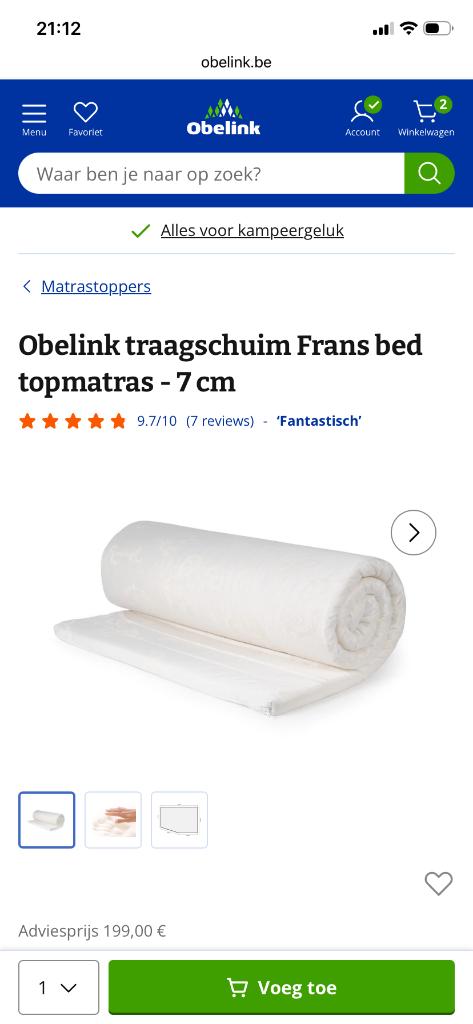 Matelas en mousse viscoélastique, lit français 7 cm, Caravanes & Camping, Enlèvement, Neuf