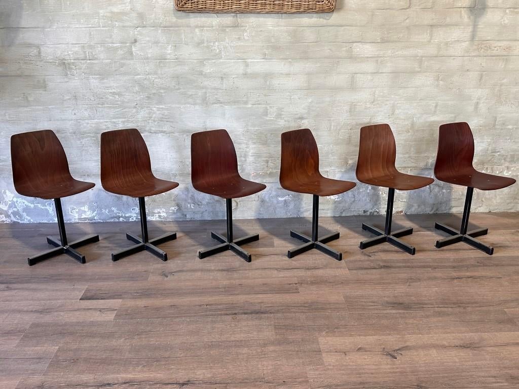 6 Pagholz Schelpstoelen / prijs per stuk, Maison & Meubles, Chaises, Comme neuf, Cinq, Six Chaises ou plus, Bois, Métal, Brun