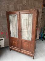 Vintage antieke massief houten kast met glazen deuren, Huis en Inrichting, Kasten | Vitrinekasten, 100 tot 150 cm, 150 tot 200 cm