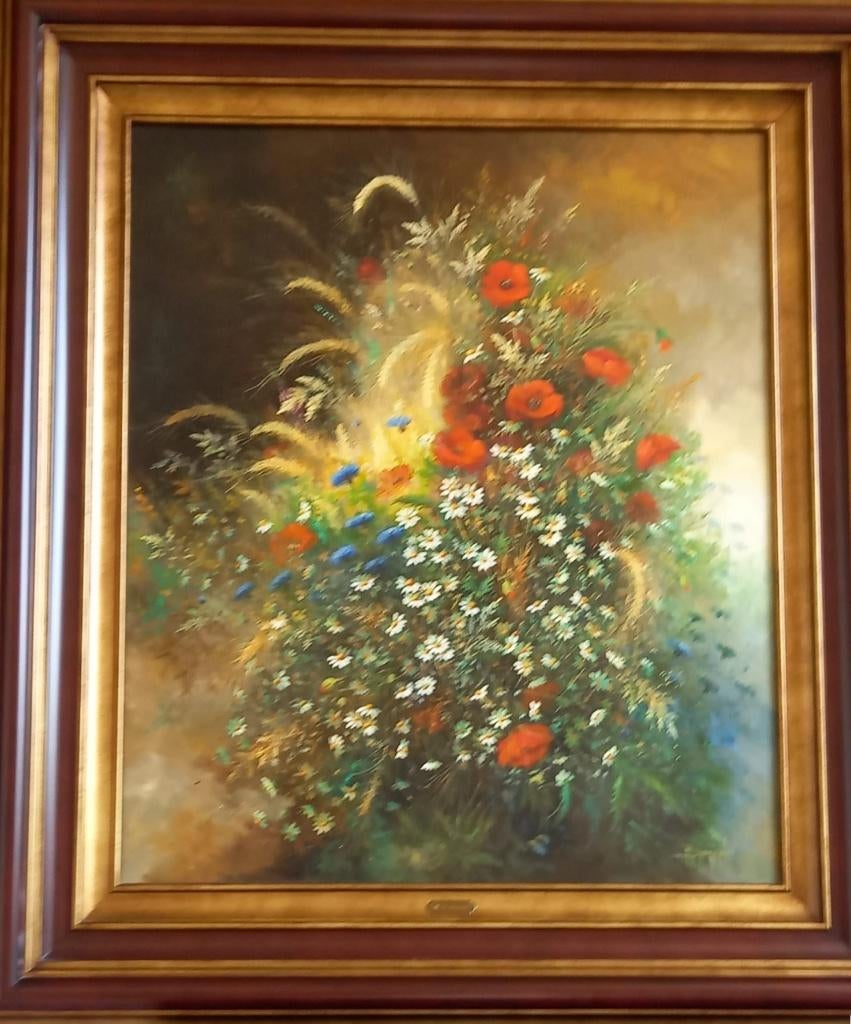 Schilderij - Bloemstilleven Freddy Baeten, Antiek en Kunst, Kunst | Schilderijen | Klassiek, Ophalen