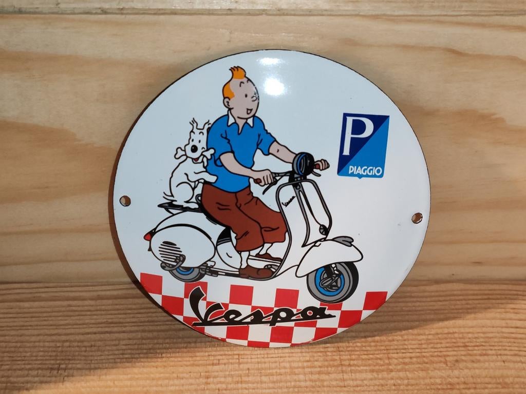 Plaque émaillée Tintin, Enlèvement ou Envoi, Comme neuf, Panneau publicitaire