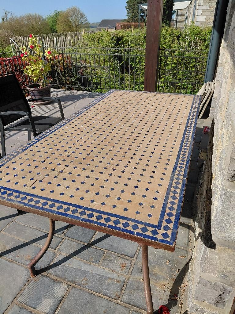 Table de jardin mosaïque, Ophalen, Gebruikt, Rechthoekig