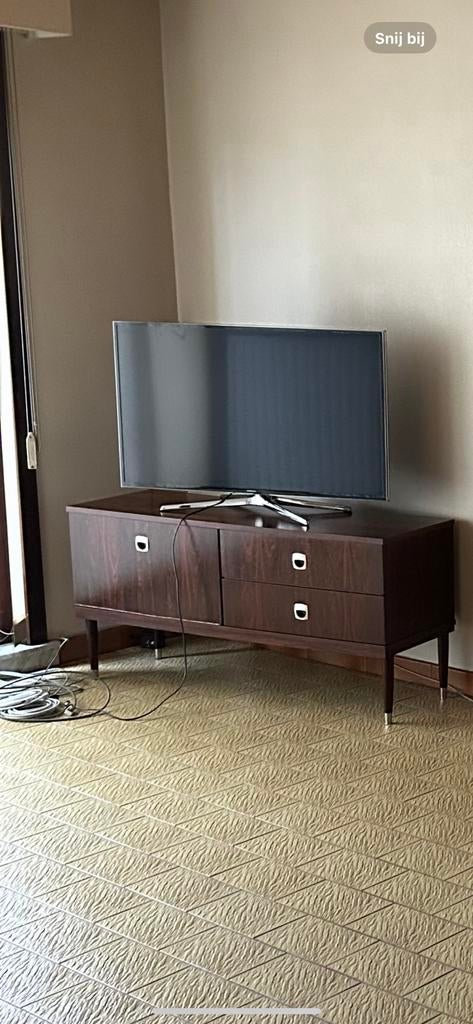 Donkerbruine tv kast, Ophalen, Gebruikt, Mid century modern