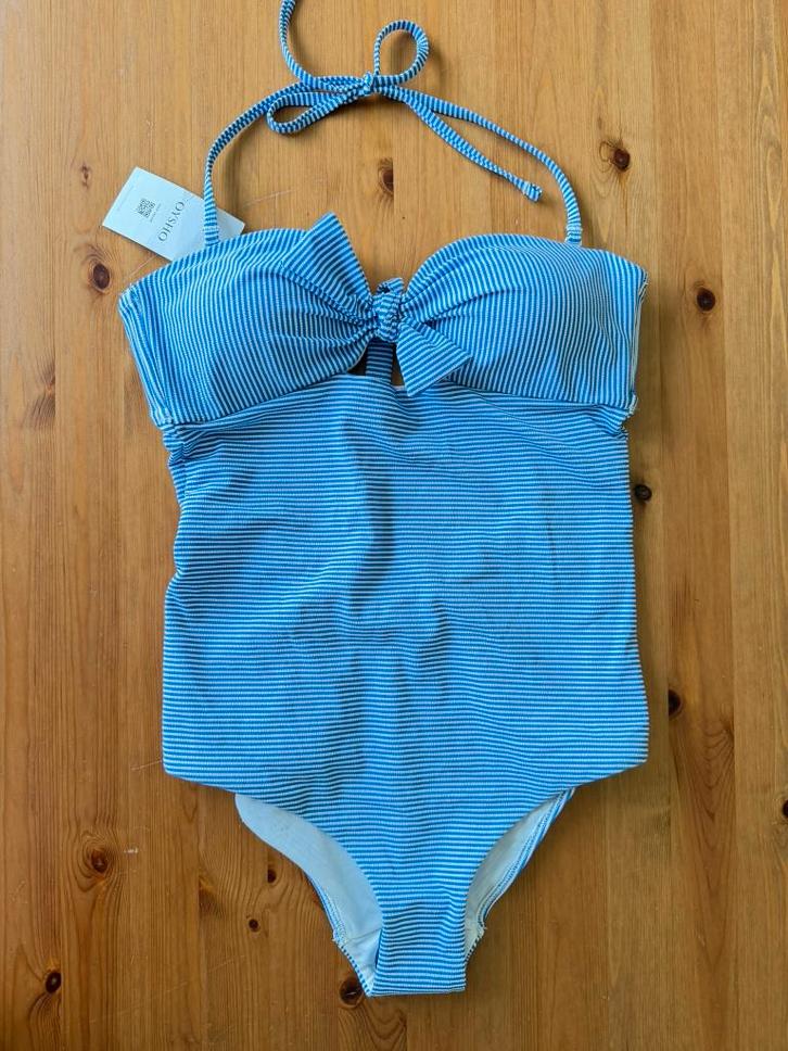 Oysho - badpak met gestreepte print - maat M, Kleding | Dames, Badmode en Zwemkleding, Nieuw, Badpak, Blauw, Verzenden