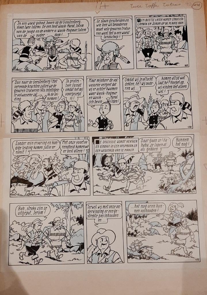 Bob Bobette  / Vandersteen / planche original /deux totems, Livres, BD, Enlèvement ou Envoi
