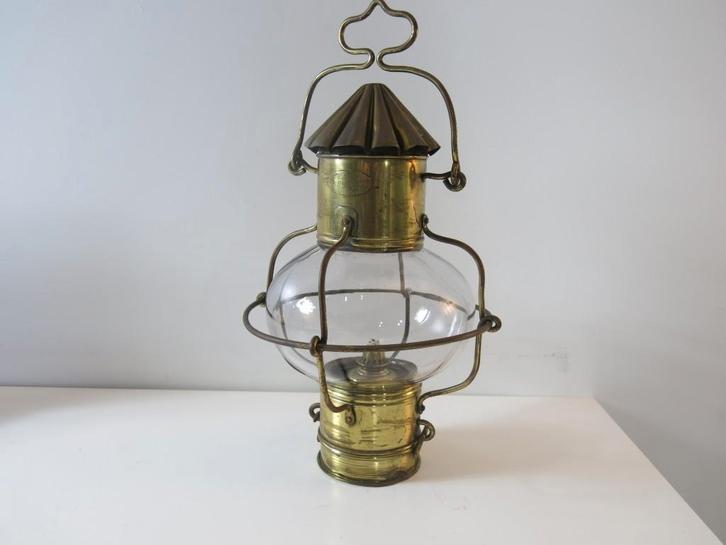 Koperen scheepslamp Baasrode Bostroëneir D.Desmedt, Verzamelen, Scheepvaart, Gebruikt, Ophalen of Verzenden