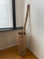Houten antieke vijzel - Mortier - Stamper - Decoratie, Ophalen