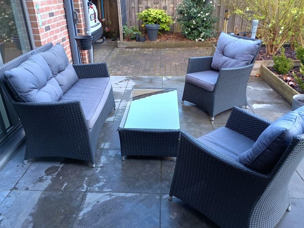 Tuinstel, Rotin, 5 places, Salons de jardin, Enlèvement