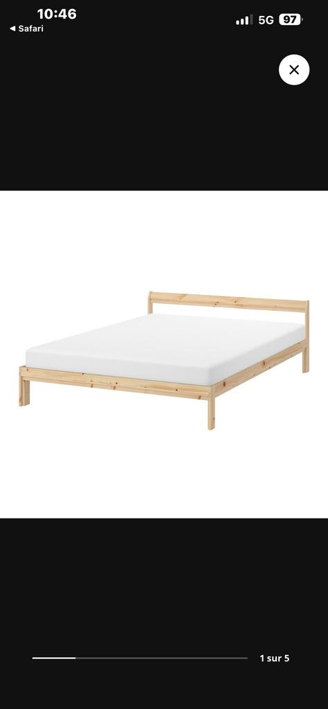 ️ Cadre de lit bois + sommier – 140x200, Enlèvement, Utilisé, 200 cm, Bois