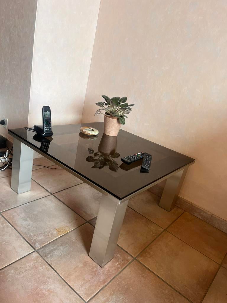 Authentique table basse vintage années 70, 100 à 150 cm, Moins de 50 cm, Verre, Annees 70 retro