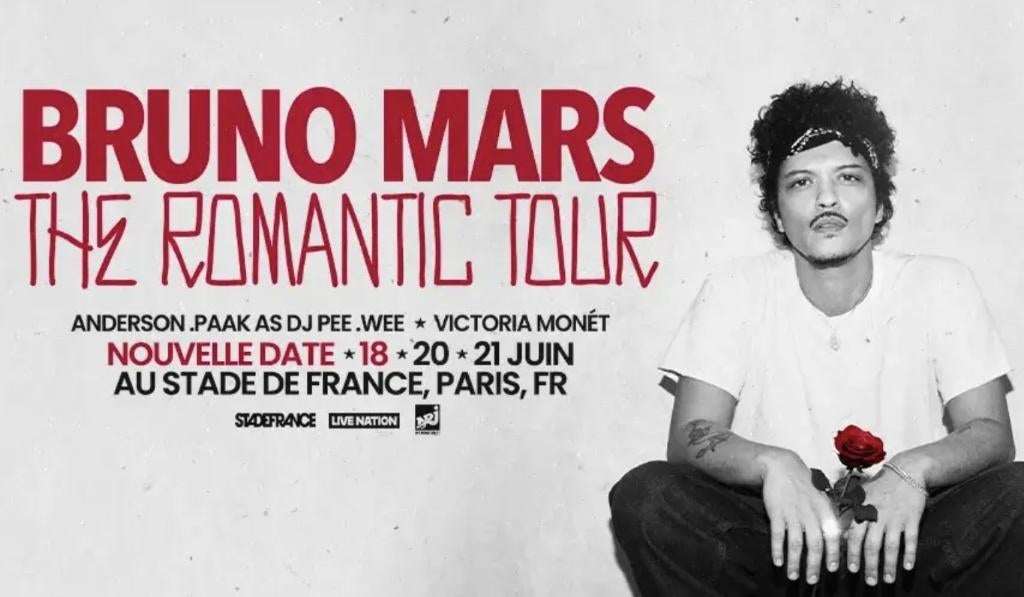 Places concert BRUNO MARS - Paris les 18, 20 et 21/06/2026, Mars