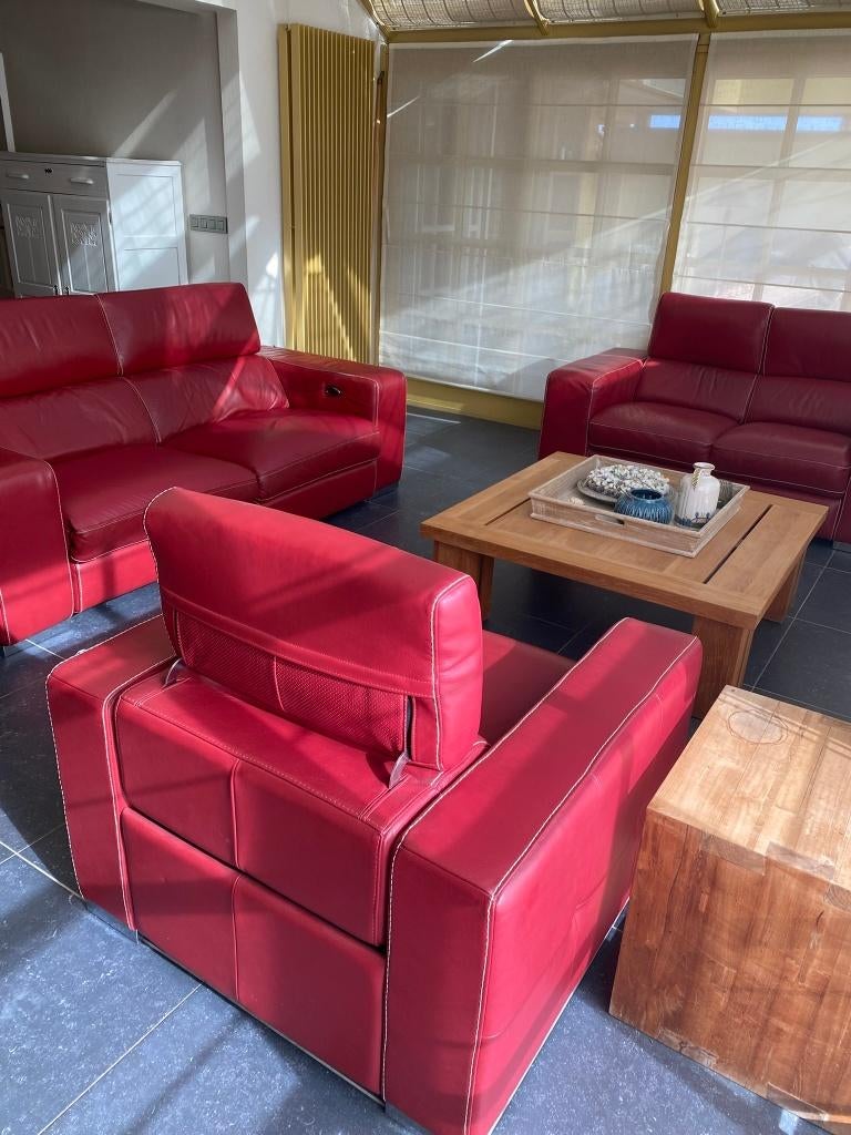Canapé en cuir 3-2-1 avec relaxants électriques, Maison & Meubles, Canapés | Coins salons complets, Utilisé, Cuir, Enlèvement