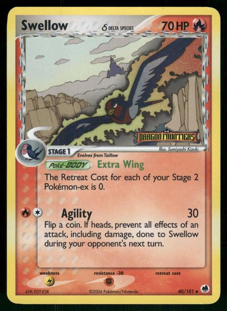 Swellow δ 40/101 - Dragon Frontiers (Reverse Holo) (NM), Hobby en Vrije tijd, Verzamelkaartspellen | Pokémon, Gebruikt, Verzenden