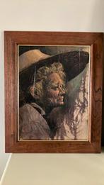 Schilderij geschilderd op tabaksblaren met olieverf, Ophalen