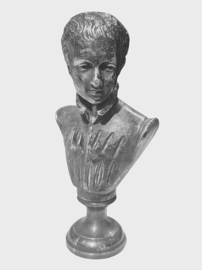 Buste en bronze argenté représentant le roi Henri IV enfant., Antiquités & Art, Enlèvement, Bronze