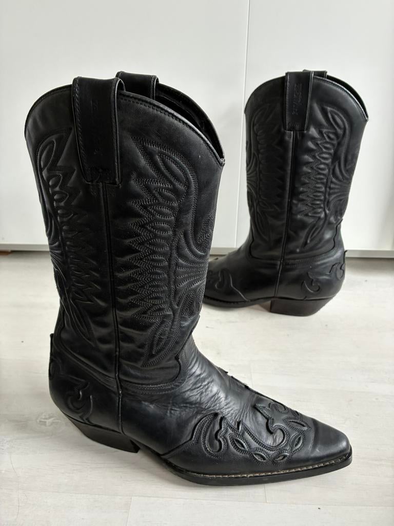 Joe Sanchez leren Cowboylaarzen maat 42, Zwart, Boots, Ophalen of Verzenden, Gedragen