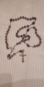 CHAPELET ANCIEN AMÉTHYSTE FACETTÉ CROIX CRUCIFIX MÉDAILLE, Enlèvement ou Envoi