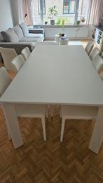 Eettafel wit + 8 stoelen, Huis en Inrichting, Zo goed als nieuw, Ophalen