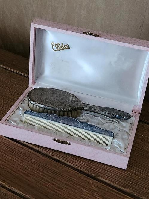 Vintage haarborstel- en kamset van het merk Elldee, Antiek en Kunst, Antiek | Zilver en Goud, Ophalen