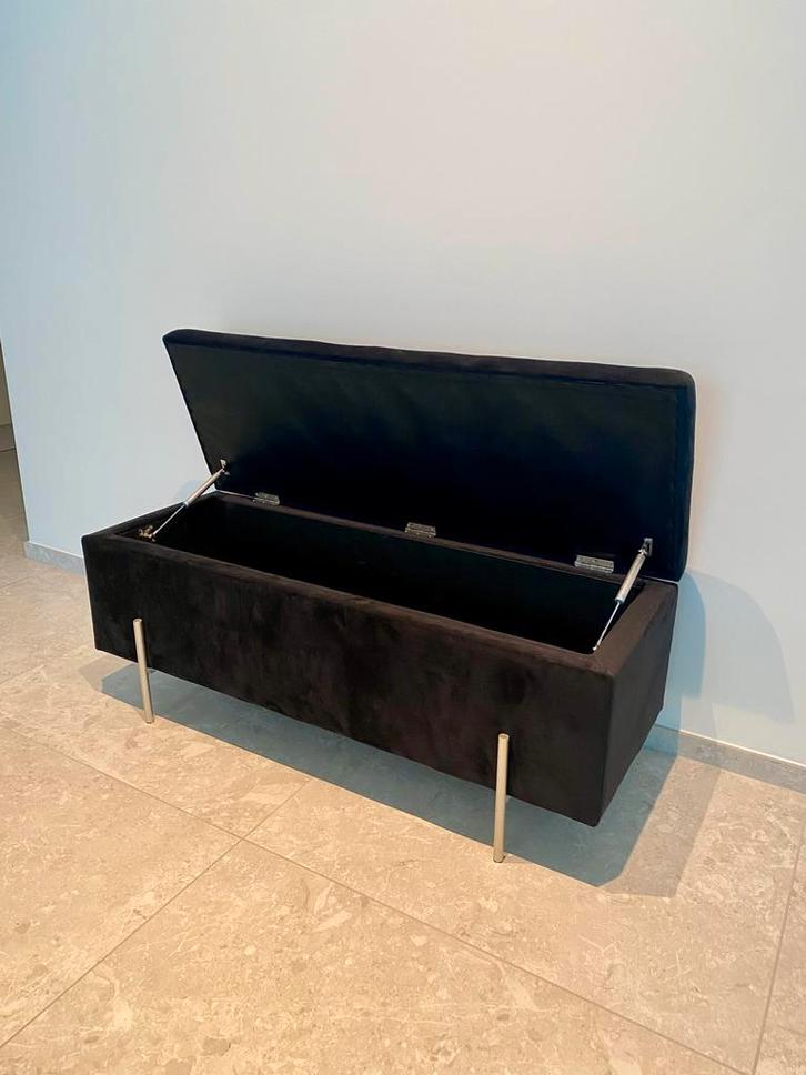 Modern fluwelen bankje met opbergruimte, Huis en Inrichting, Woonaccessoires | Kisten, Zo goed als nieuw, Ophalen