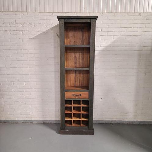 Houten Wijnkast met Opbergruimte, Huis en Inrichting, Woonaccessoires | Wijnrekken, Nieuw, 75 cm of meer, Hout, 5 tot 15 flessen