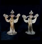 Paar Art Nouveau Beeldjes van Meisjes, Ophalen of Verzenden