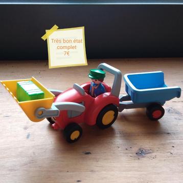 Playmobil 123 tracteur avec pelle et remorque 
