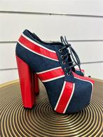 Dames high-style enkellaarzen marineblauw / rood maat 35, Kleding | Dames, Schoenen, Nieuw, Ophalen of Verzenden, Schoenen met hoge hakken