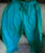 Pantalon genre baggy 7/8 bleu / vert S, Trois-quarts, Taille 36 (S), Porté, Autres couleurs