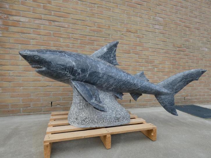 Haai hand gekapt uit prachtige graniet, exclusieve shark TOP, Antiek en Kunst, Kunst | Beelden en Houtsnijwerken, Ophalen of Verzenden