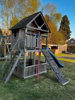 Houten speeltoren met huisje, schommel en schuifaf, Kinderen en Baby's, Ophalen, Gebruikt, Glijbaan