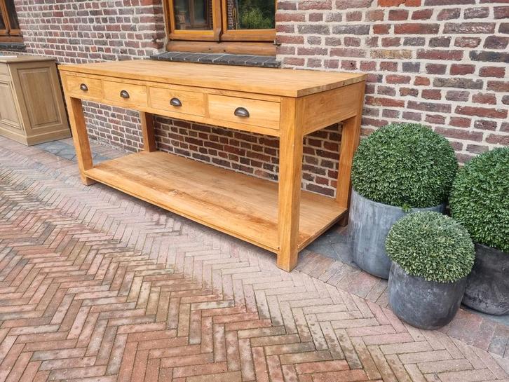 Teak sidetable/wandconsole, Huis en Inrichting, Tafels | Sidetables, Zo goed als nieuw, Ophalen of Verzenden