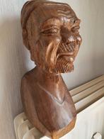 Massief houten buste/borstbeeld man (zeer zwaar), Antiek en Kunst, Curiosa en Brocante, Ophalen