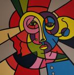 Kubistisch portret van een kleurrijke dame, Ophalen