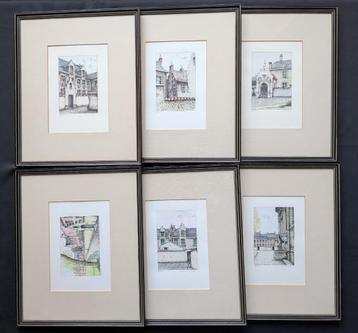 Wim Van Kuyck - LOT 6 handgekl. litho's - ingekaderd beschikbaar voor biedingen