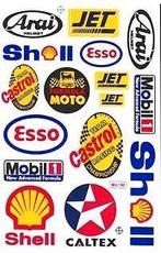 Arai Jet Esso Mobil Caltex Castrol stickerset motor helm, Motoren, Ophalen of Verzenden