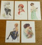 Lot de 5 cartes publicitaire Bio-Tex signées : "Les dames", Verzamelen, Ophalen of Verzenden, Zo goed als nieuw